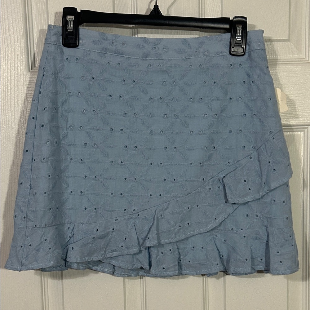 Altar'd State Light Blue Eyelet Mini Skirt